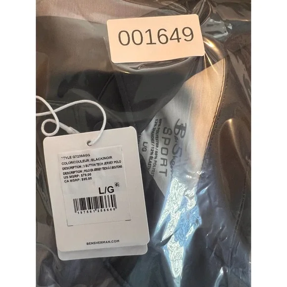 Ben Sherman Golf Men's Vertical Stripes Sports Fit Polo Black White Grey Men's L - Picture 9 of 9